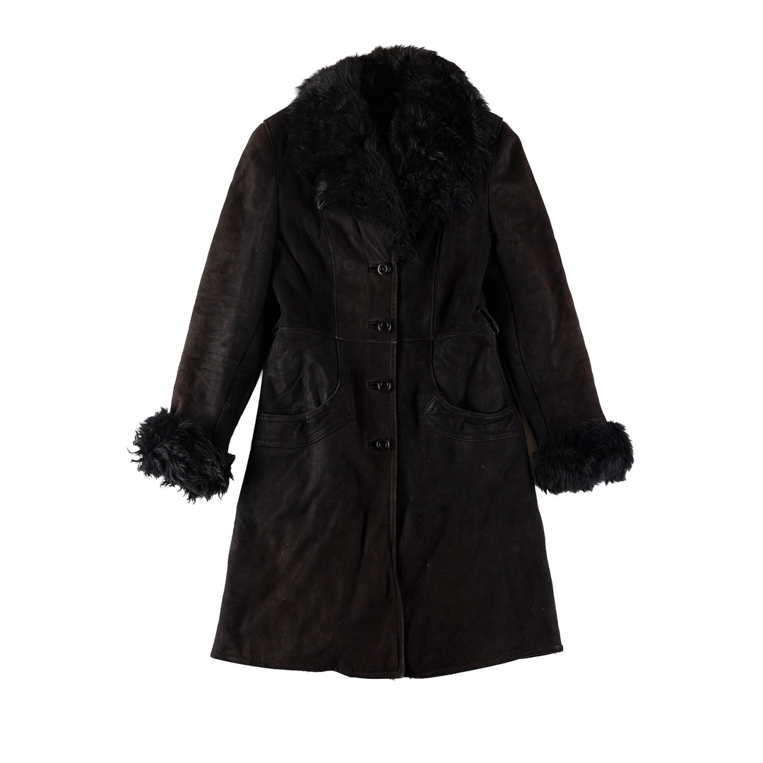 Vintage 70's Women Sheepskin Coat in BlackMN737