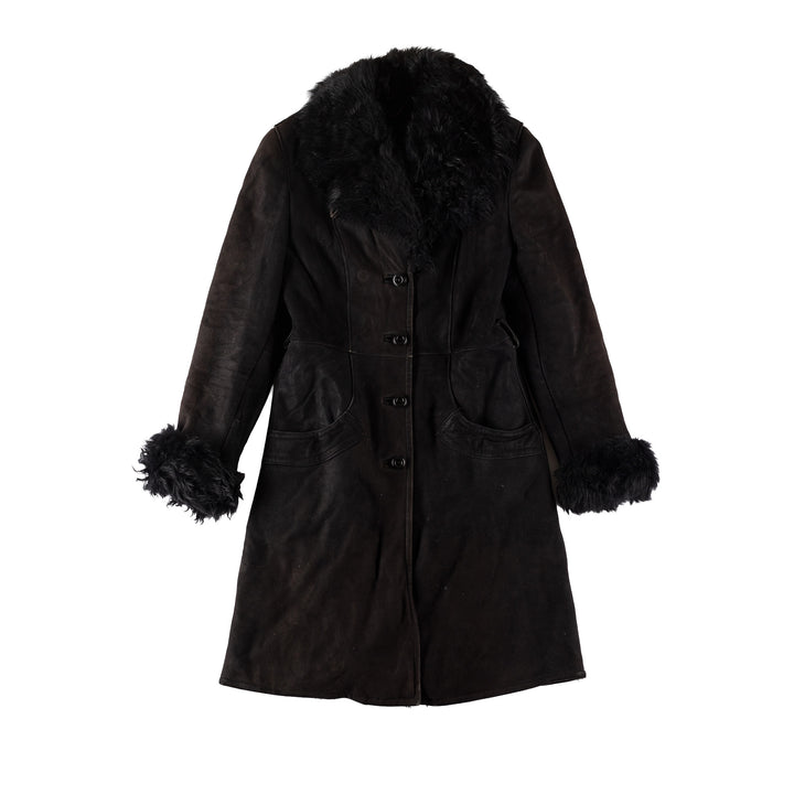 Vintage 70's Women Sheepskin Coat in BlackMN737