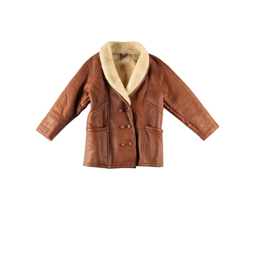 Vintage 80's Women Sheepskin Coat in BrownMN598