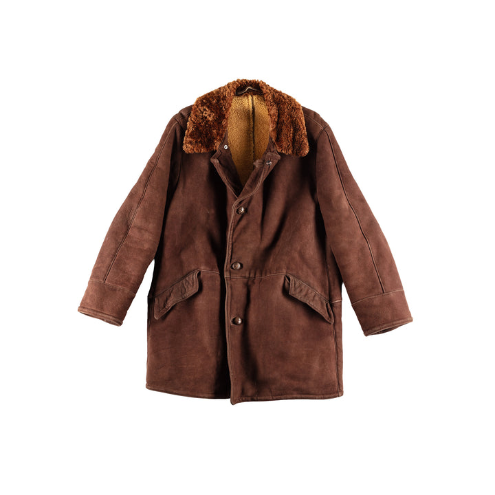 Vintage 80's Men Sheepskin Coat in BrownVN434