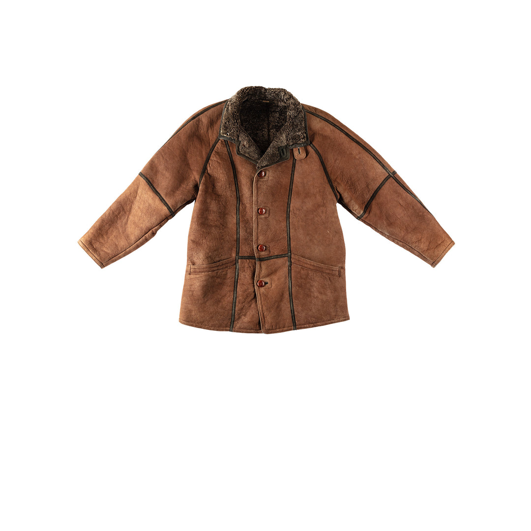 Vintage 80's Men Sheepskin Coat in BrownVN343