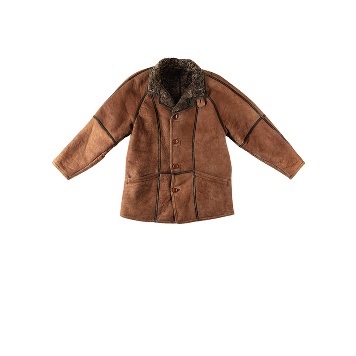 Vintage 80's Men Sheepskin Coat in BrownVN343