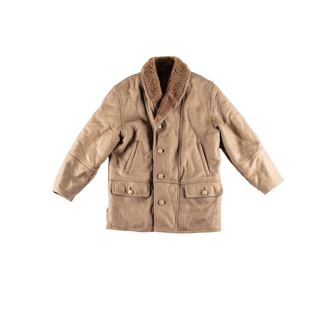 Vintage 80's Men Sheepskin Coat in BeigeVN460