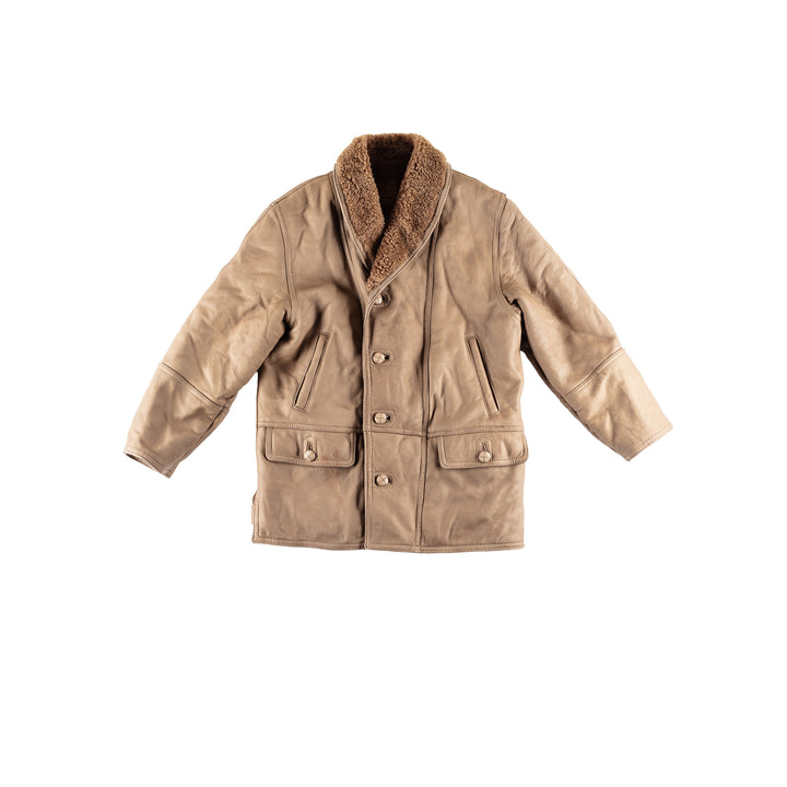 Vintage 80's Men Sheepskin Coat in BeigeVN460