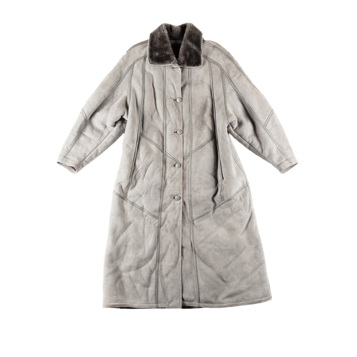 Vintage 80's Women Sheepskin Coat in GrayMN639