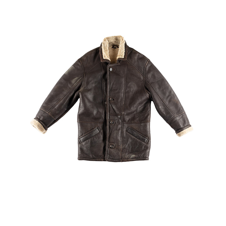 Vintage 80's Men Sheepskin Coat in BrownVN447