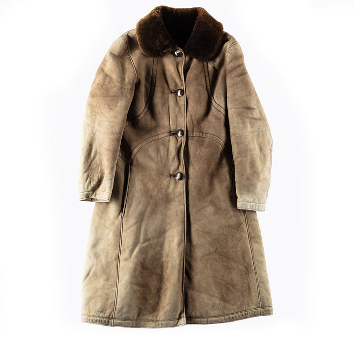 Vintage 70's Women Sheepskin Penny Lane Coat in Beige