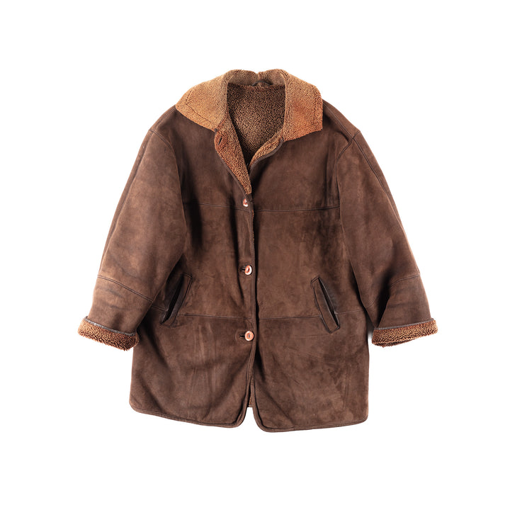 Vintage 00's Women Sheepskin Coat in Brown