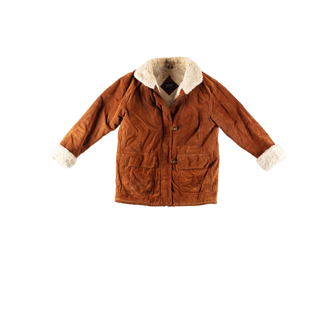 Vintage 80's Women Faux Sheepskin Coat in BrownMN477