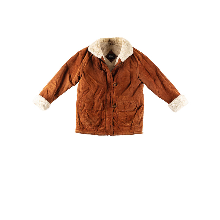 Vintage 80's Women Faux Sheepskin Coat in BrownMN477