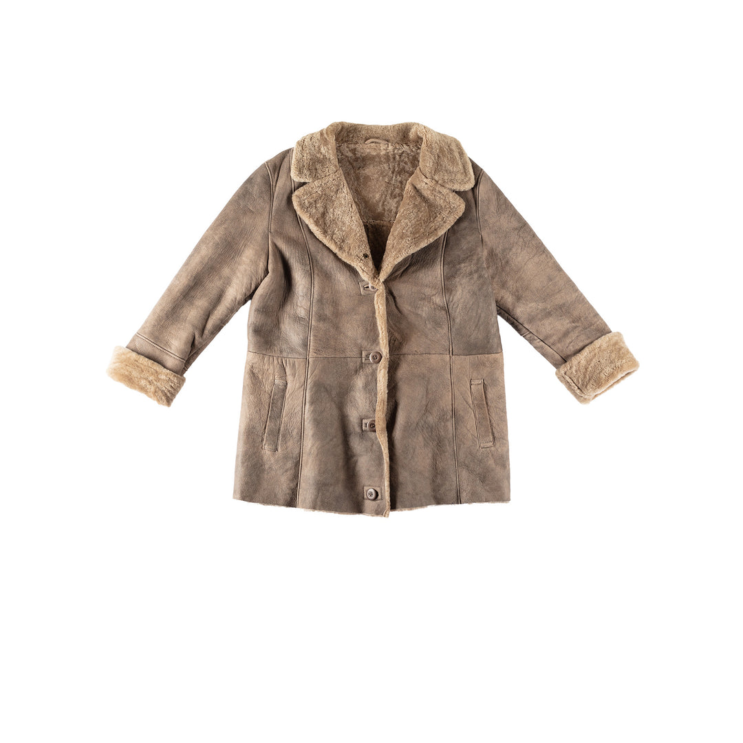 Vintage 80's Women Sheepskin Coat in BeigeMN588