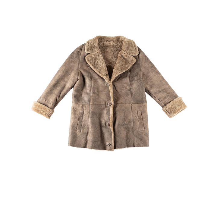 Vintage 80's Women Sheepskin Coat in BeigeMN588
