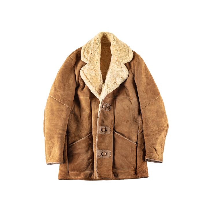 Vintage 70's Men Sheepskin Coat in BrownVN646