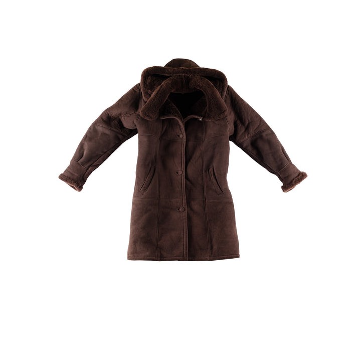 Vintage 80's Women Sheepskin Coat in BrownMN451