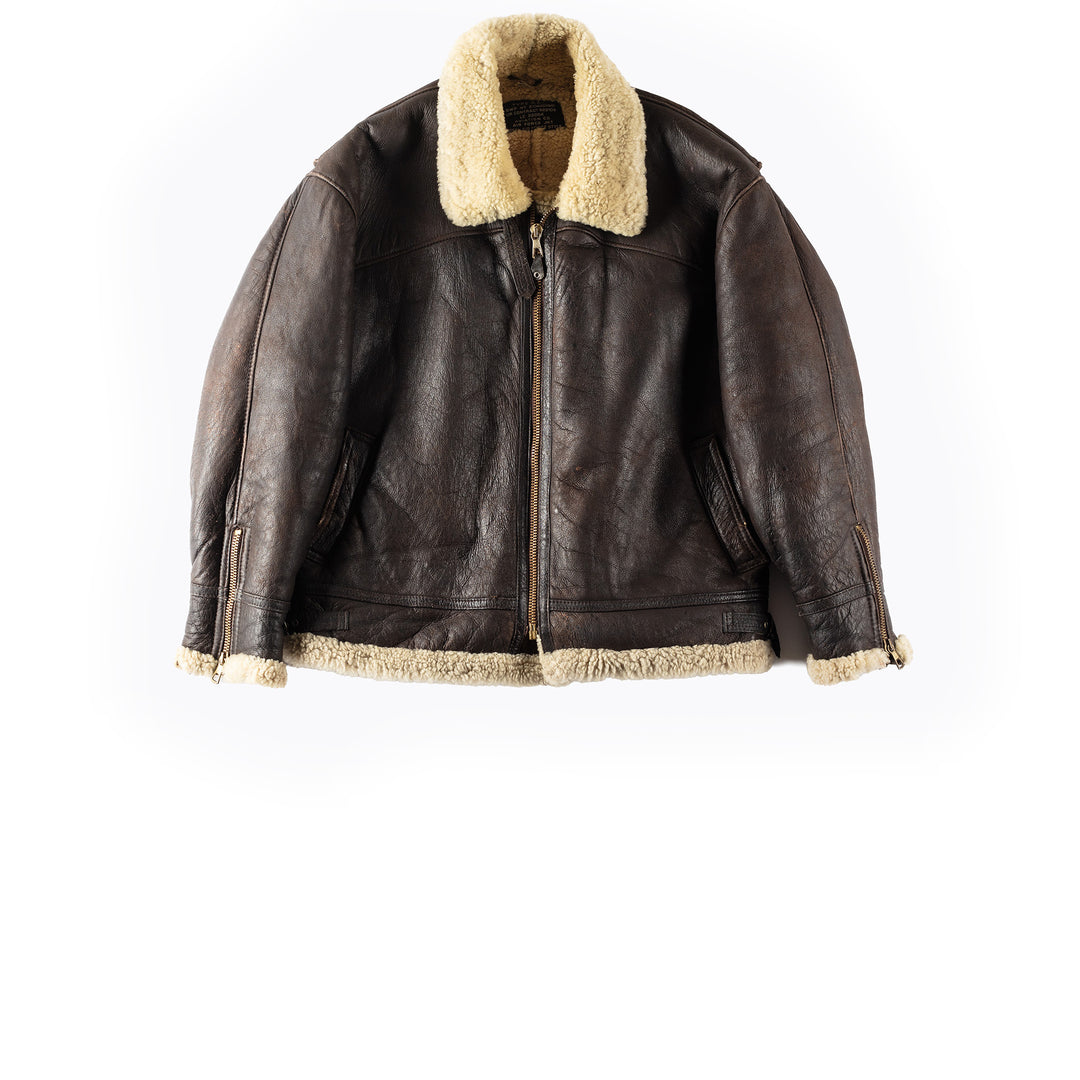 Avirex B-3 Shearling Flight Jacket Brown Leather WWII USAAF Bomber Jacket