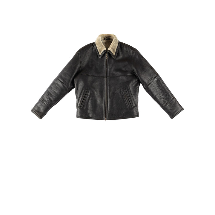 Vintage 80's Men Sheepskin Jacket in BlackVN668