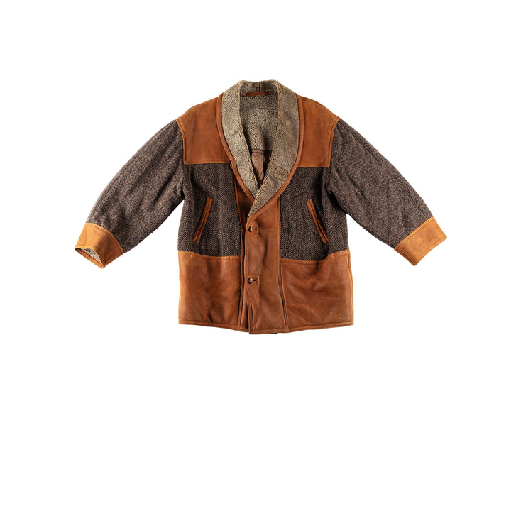 Vintage 80's Men Sheepskin/Wool Coat in BrownVN751