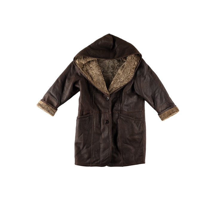 Vintage 80's Women Sheepskin Coat in BrownMN633