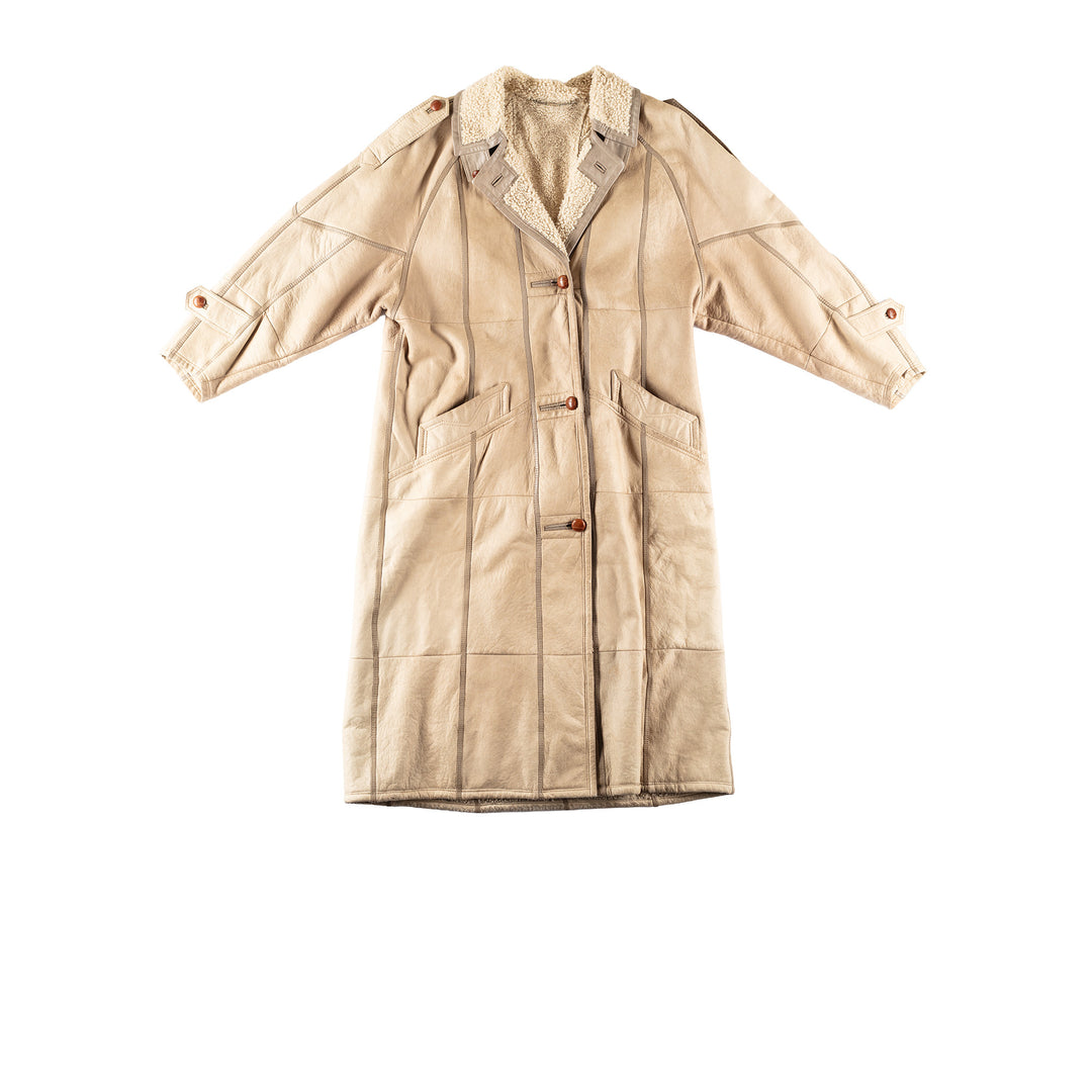 Vintage 80's Women Sheepskin Coat in BeigeMN814