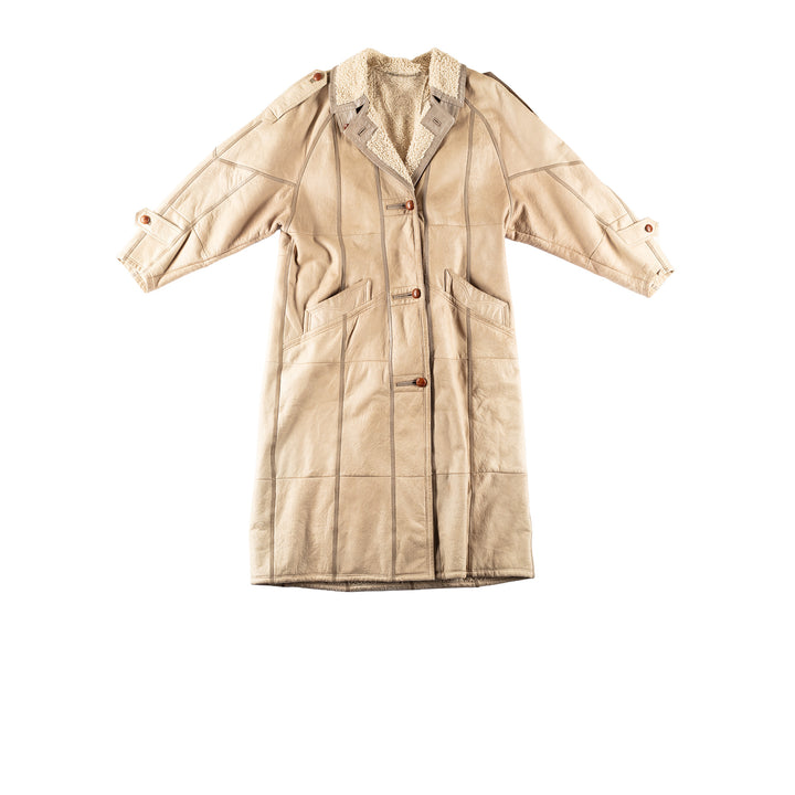 Vintage 80's Women Sheepskin Coat in BeigeMN814