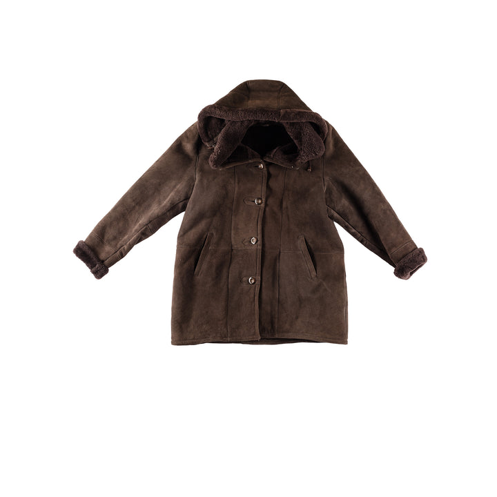 Vintage 80's Women Sheepskin Coat in BrownMN306