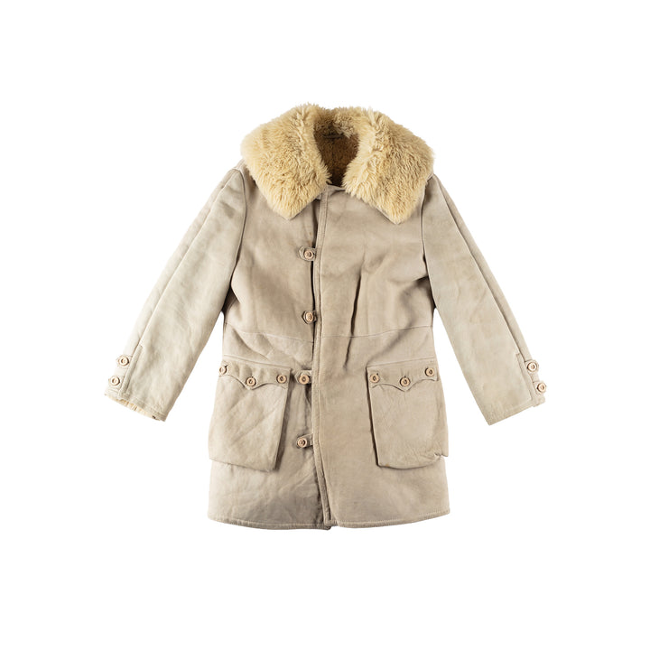 Vintage 70's Men Sheepskin Coat in BeigeVN558
