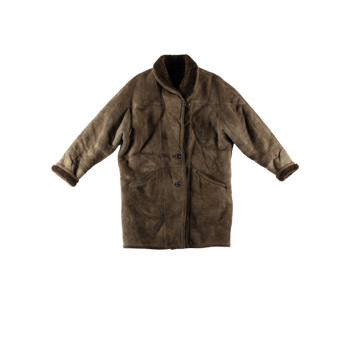 Vintage 80's Women Sheepskin Coat in GreenMN784