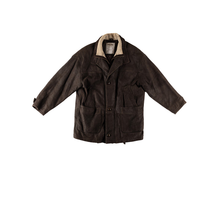 Vintage 80's Men Suede Coat in BrownVN554