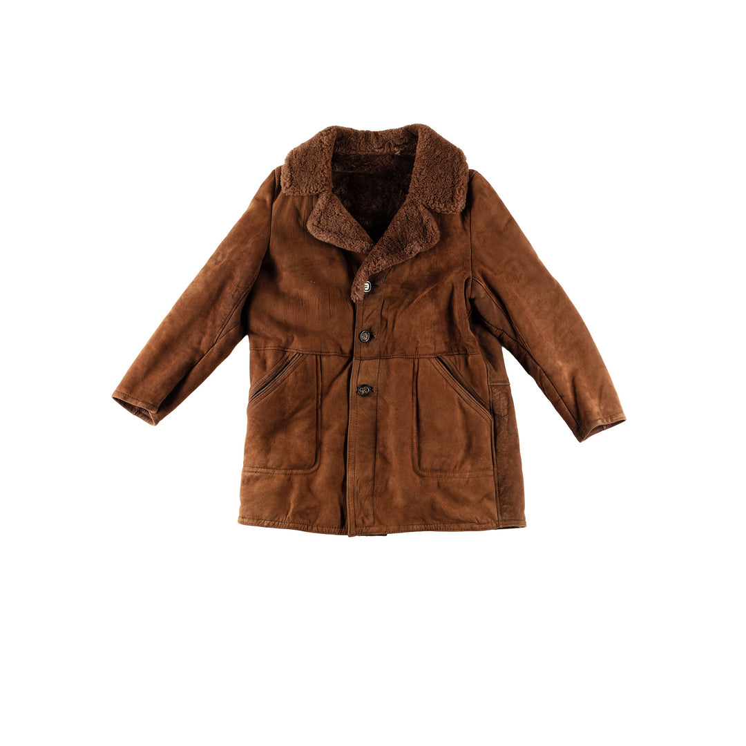 Vintage 80's Men Sheepskin Coat in BrownVN603