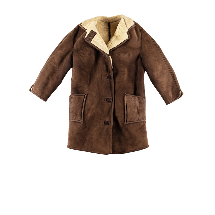 Vintage 80's Women Sheepskin Coat in BrownMN502