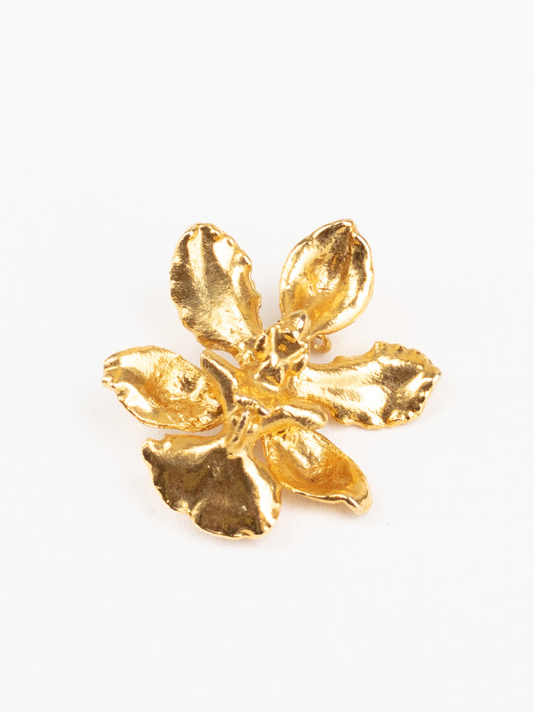 Vintage 80s Gold-Tone Textured Flower Brooch