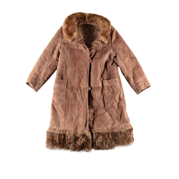 Vintage 80's Women Sheepskin Coat in BrownMN500