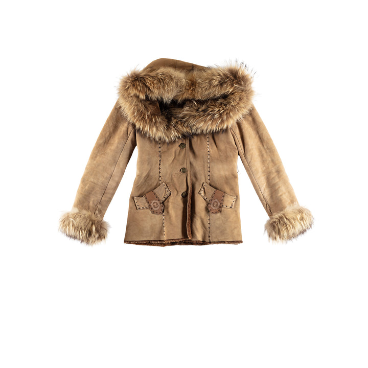 Vintage 70's Women Sheepskin Coat in BeigeMN664