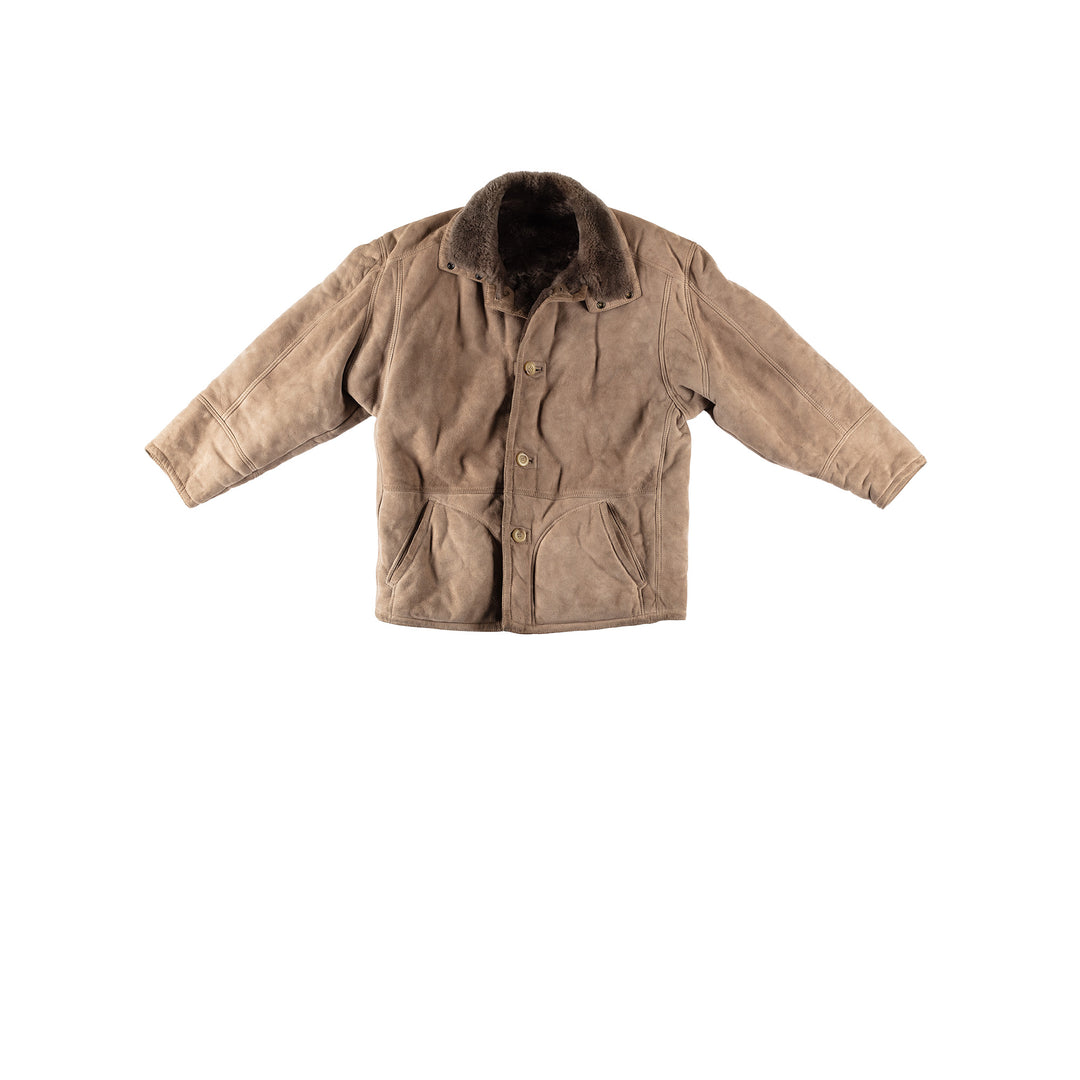 Vintage 80's Men Sheepskin Coat in BeigeVN534