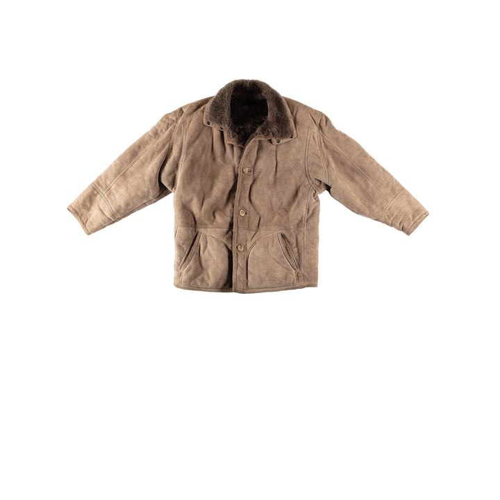Vintage 80's Men Sheepskin Coat in BeigeVN534