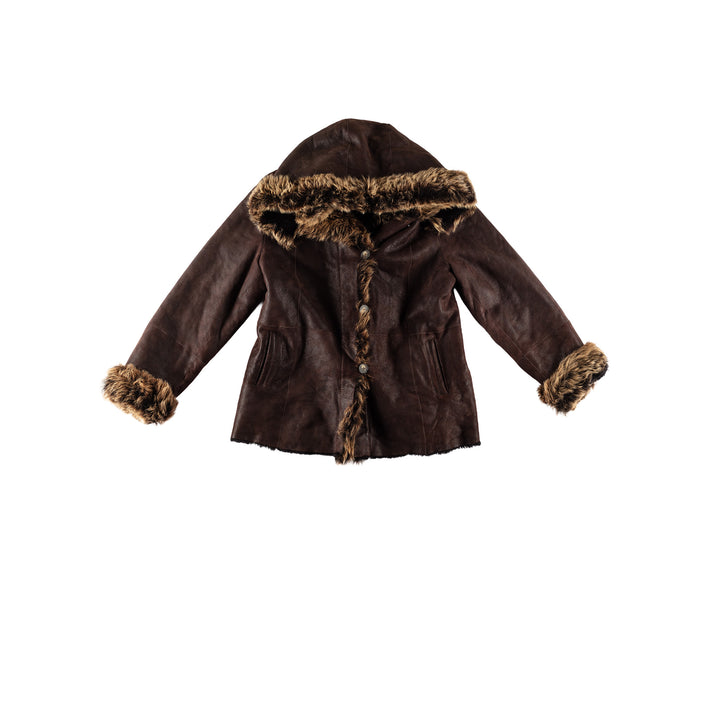 Vintage 70's Women Sheepskin Coat in BrownMN678