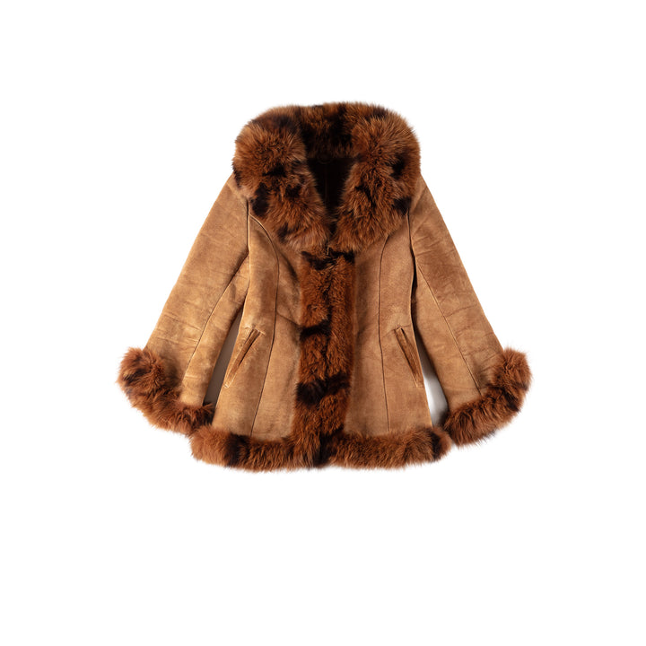 Vintage 70's Women Sheepskin Coat in BrownMN565