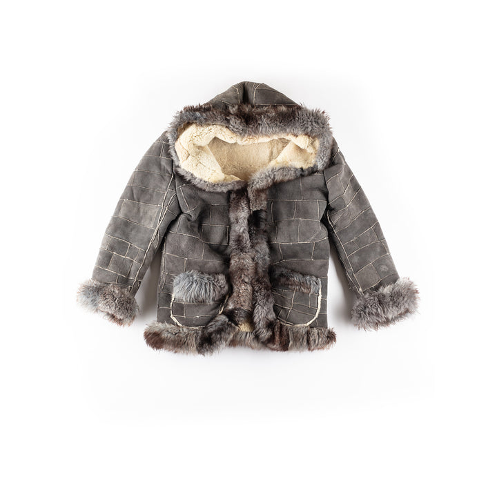 Vintage 70's Women Sheepskin Coat in GrayMN315