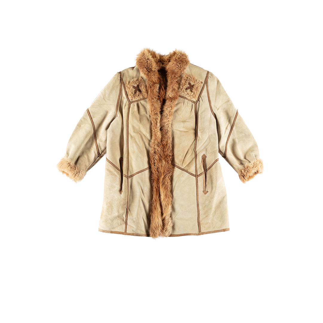 Vintage 70's Women Sheepskin Coat in BeigeMN755