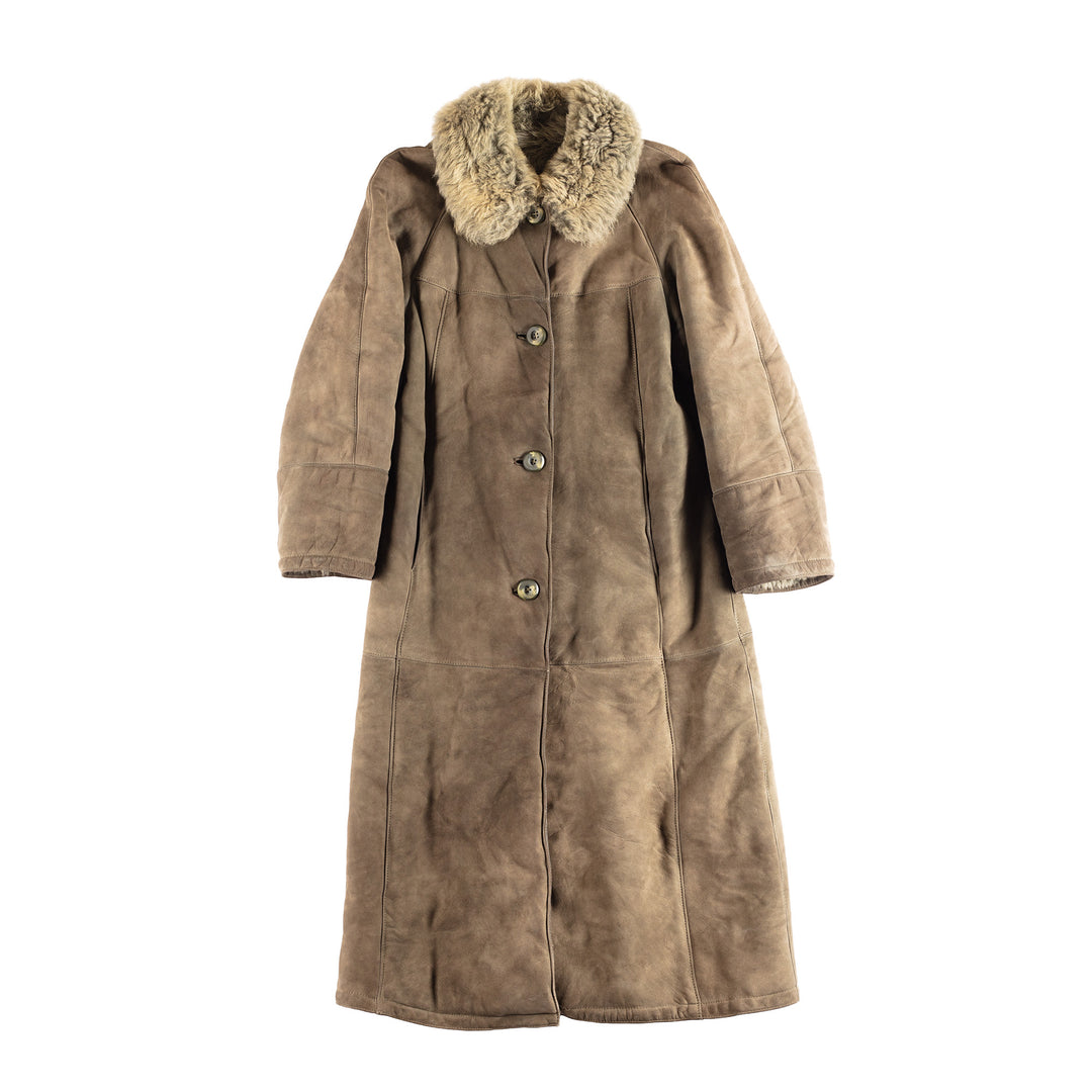 Vintage 70's Women Sheepskin Coat in Green