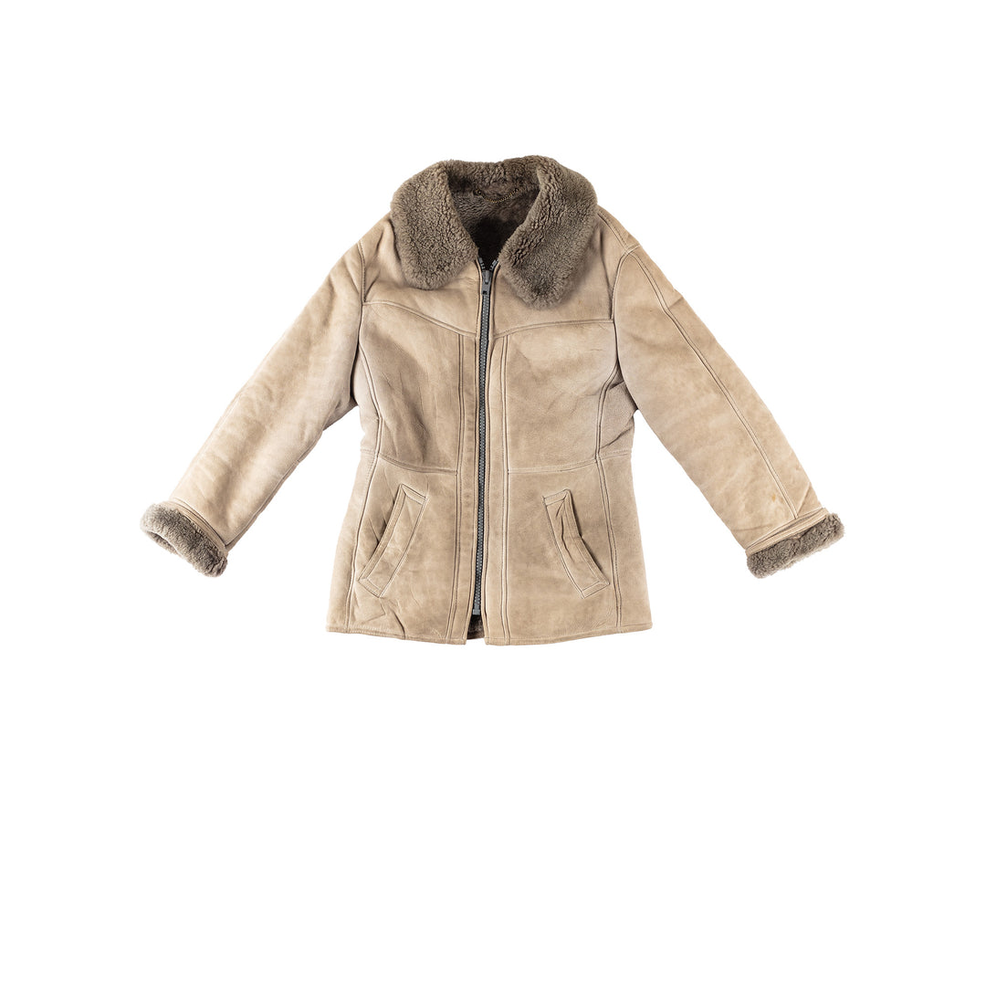 Vintage 80's Women Sheepskin Coat in BeigeMN370