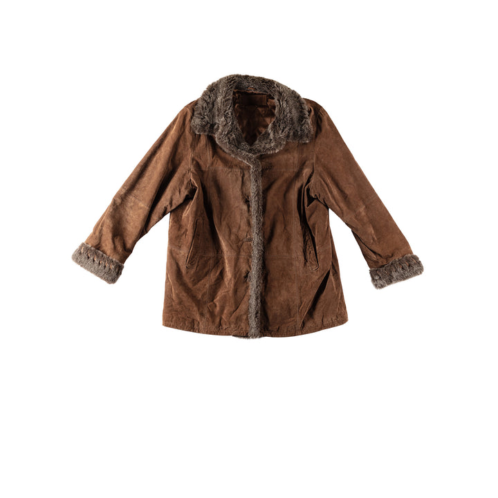 Vintage 70's Women Suede Coat in BrownMN346