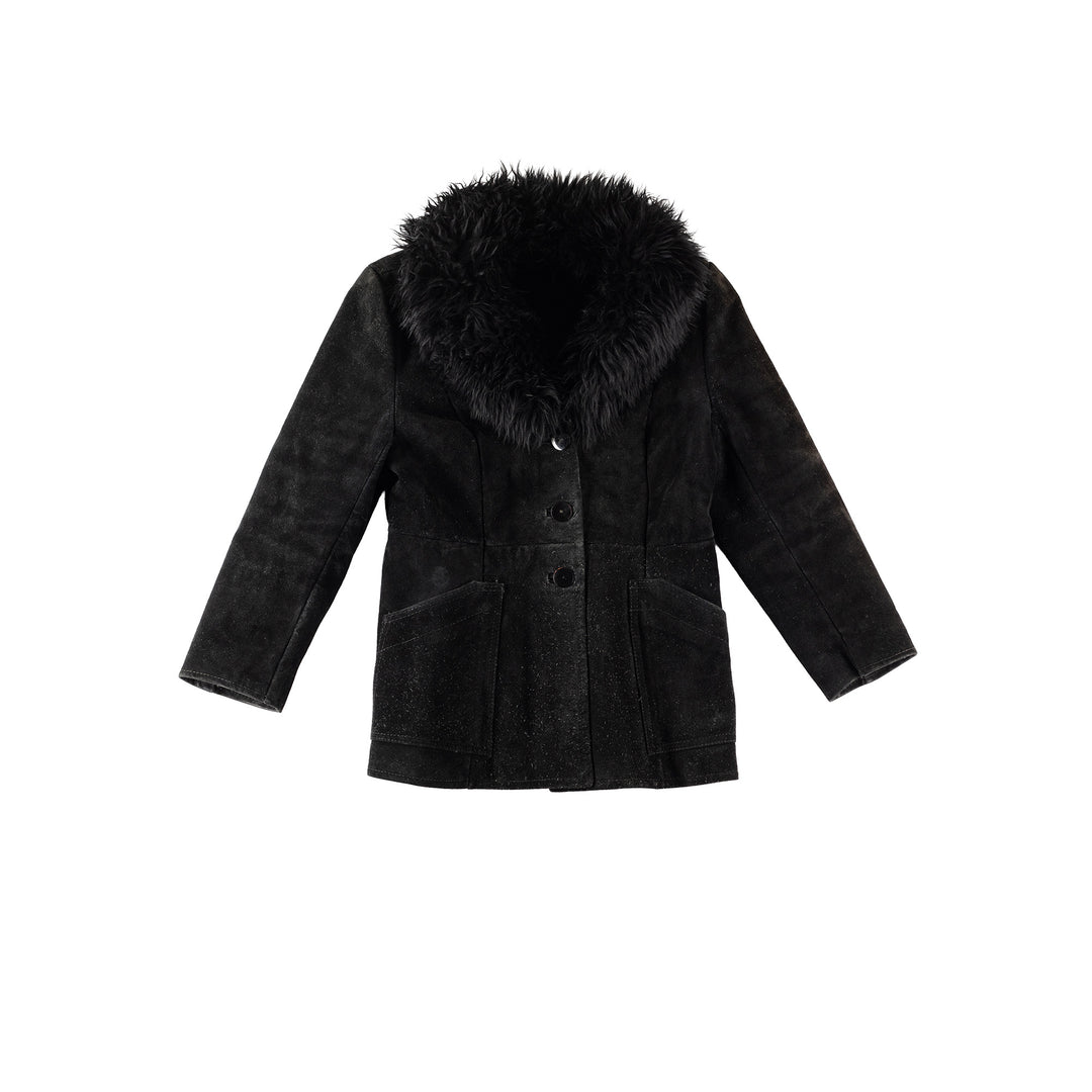 Vintage 70's Women Faux Sheepskin Jacket in BlackMN305