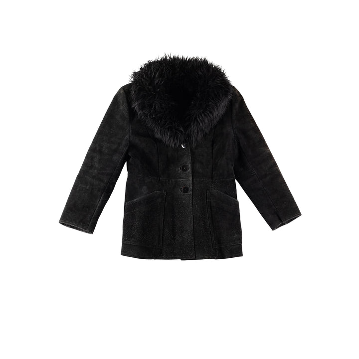Vintage 70's Women Faux Sheepskin Jacket in BlackMN305
