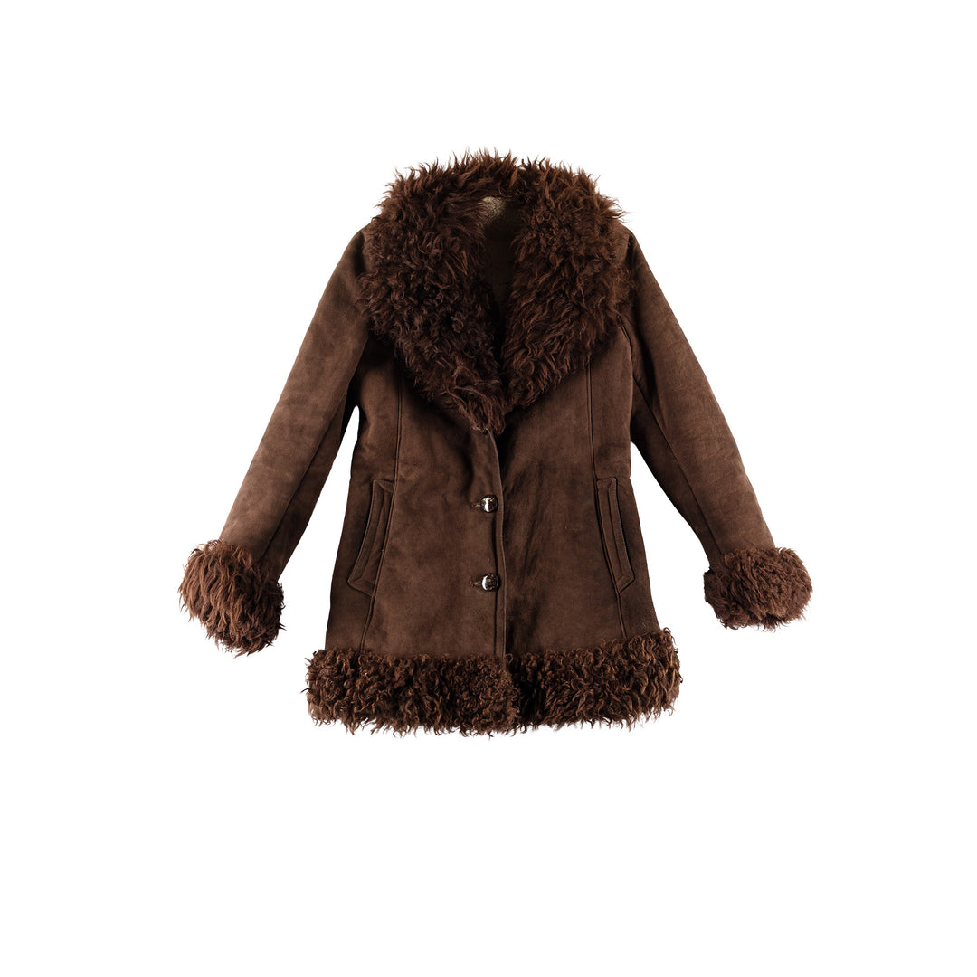 Vintage 70's Women Sheepskin Coat in BrownMN788