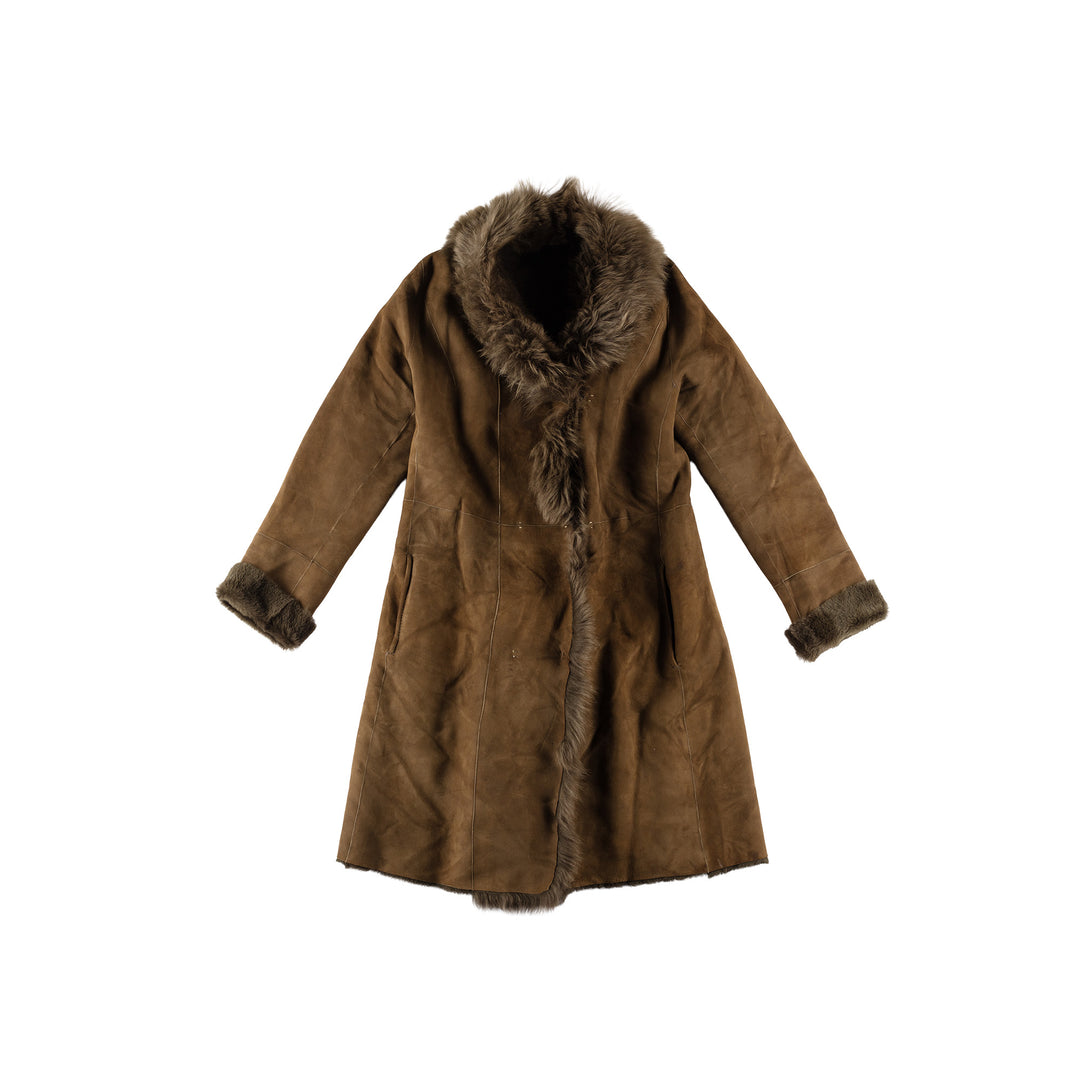 Vintage 70's Women Sheepskin Coat in GreenMN629