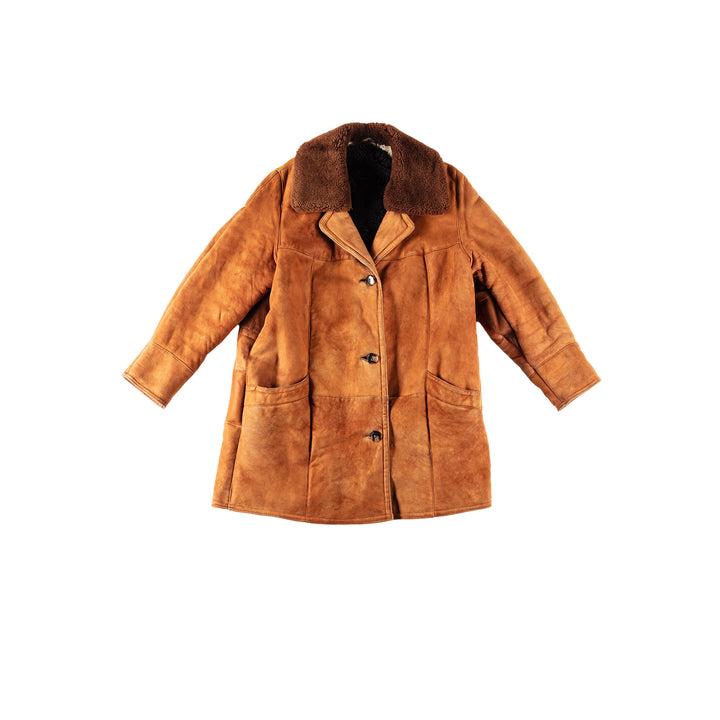 Vintage 80's Women Sheepskin Coat in OrangeMN308