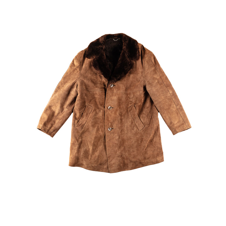 Vintage 70's Men Faux Sheepskin Coat in BrownVN321