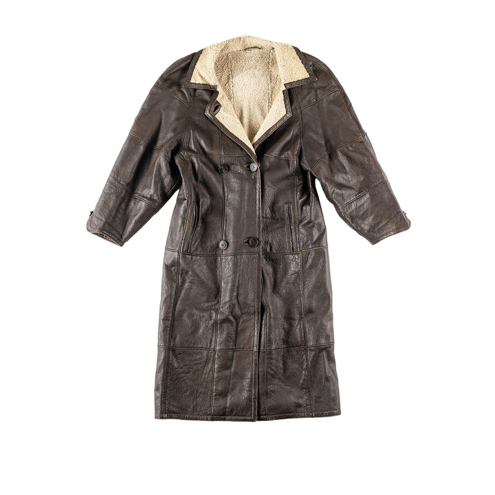 Vintage 80's Women Sheepskin Coat in BrownMN332