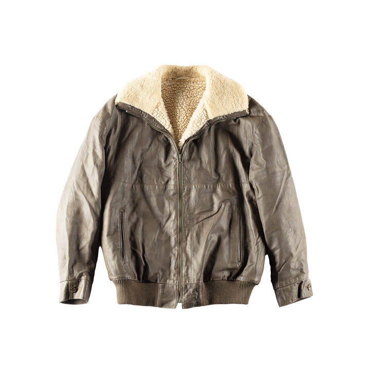 Vintage 90's Men Faux Sheepskin Jacket in Gray